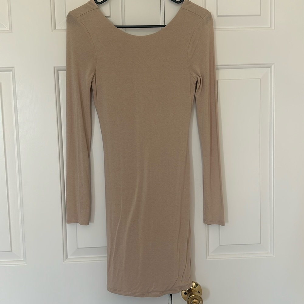 Beige long sleeve dress